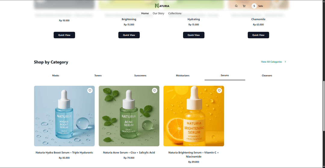 Aplikasi E-commerce Pelanggan Naturia Preview